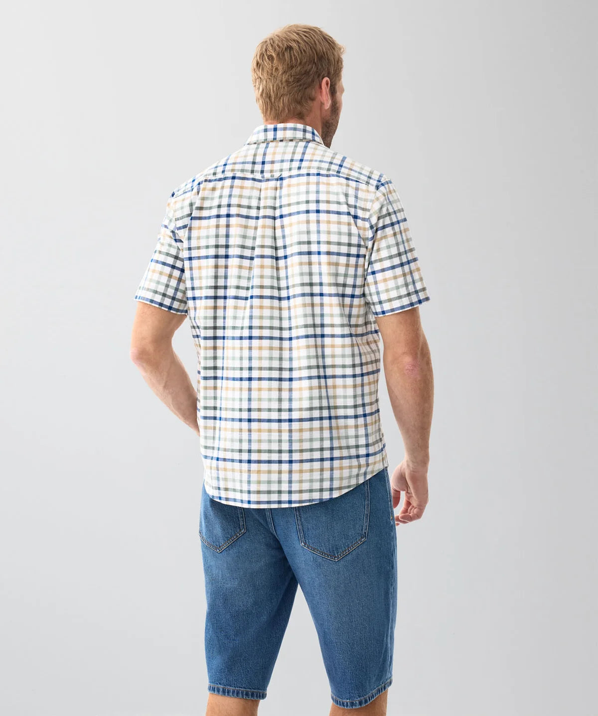 Multi Casual Slub Short Sleeve Check Shirt