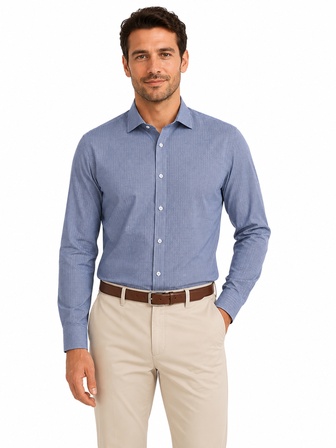 Denim Self Patterned Long Sleeve Shirt