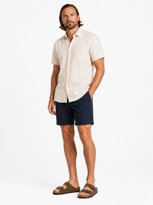 Short Sleeve Sand Linen Shirt