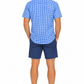 Blue Gingham Short Sleeve Cotton Shirt