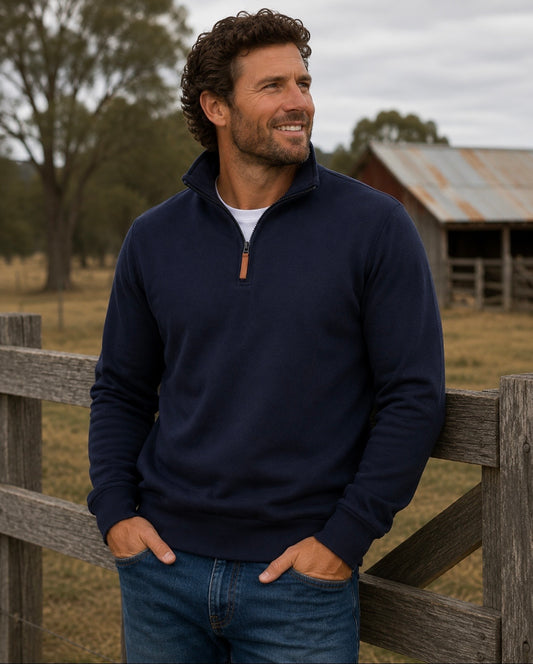 Navy 1/4 Zip Fleece Sweater