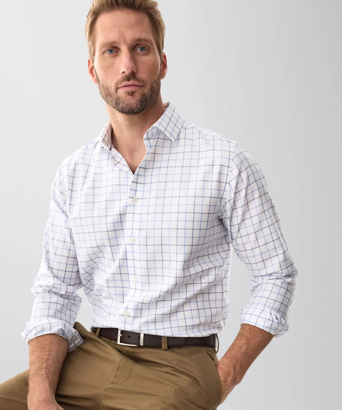 White Non Iron Twill Check
