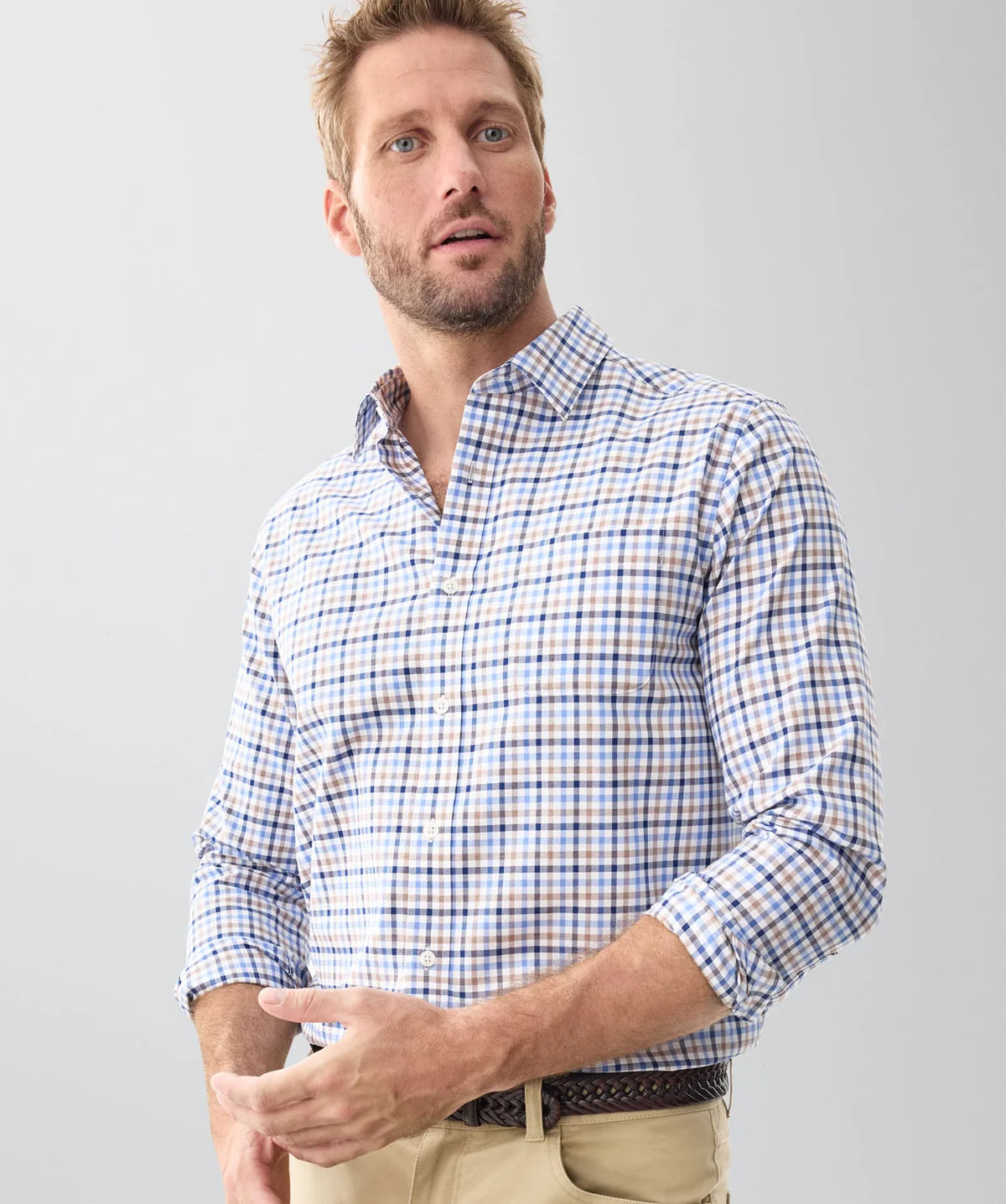 Easy Care Oxford Multi Check Long Sleeve Shirt