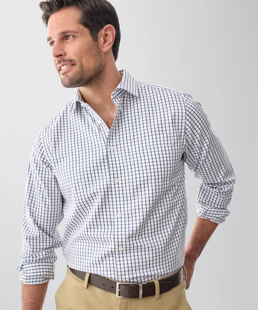 Vintage Indigo Non Iron Dobby Check Long Sleeve Shirt