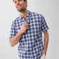 Navy Casual Cotton Slub Short Sleeve Shirt