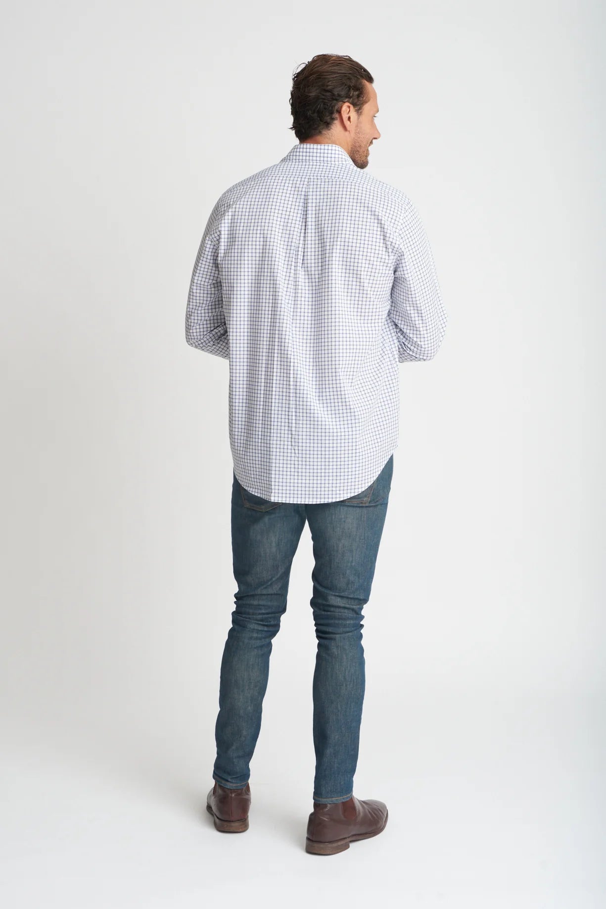 Navy White Check Shirt