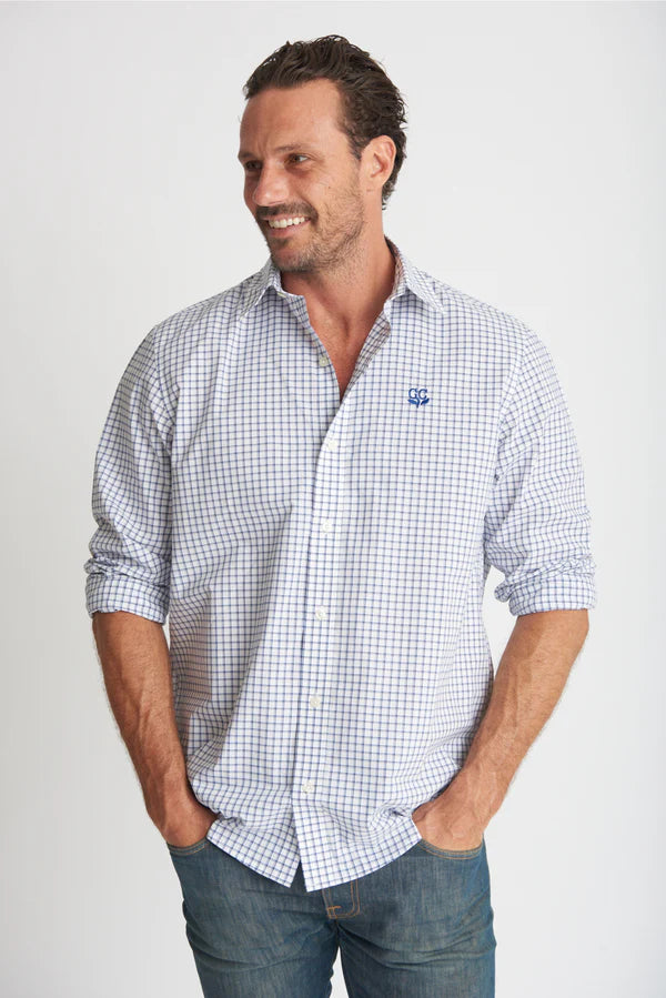 Navy & White Check Cotton Shirt