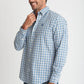 Mens Cotton Check Shirt Khaki/Blue Check