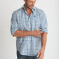 Mens Cotton Check Shirt Khaki/Blue Check