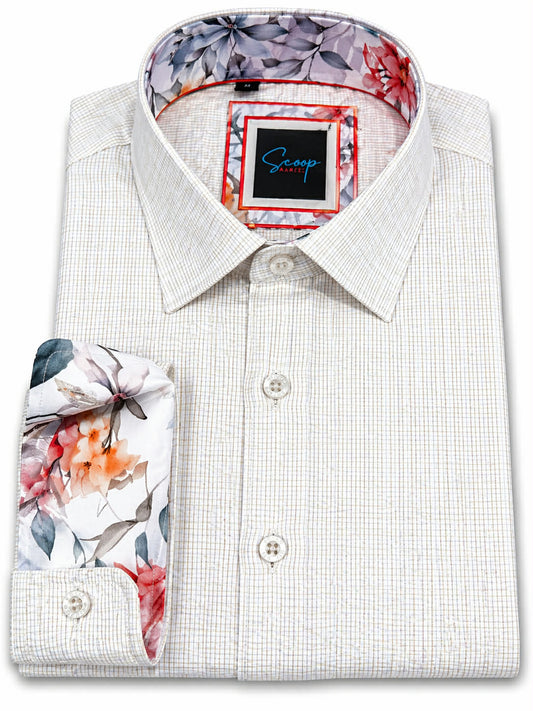 Beige Check Dress Shirt