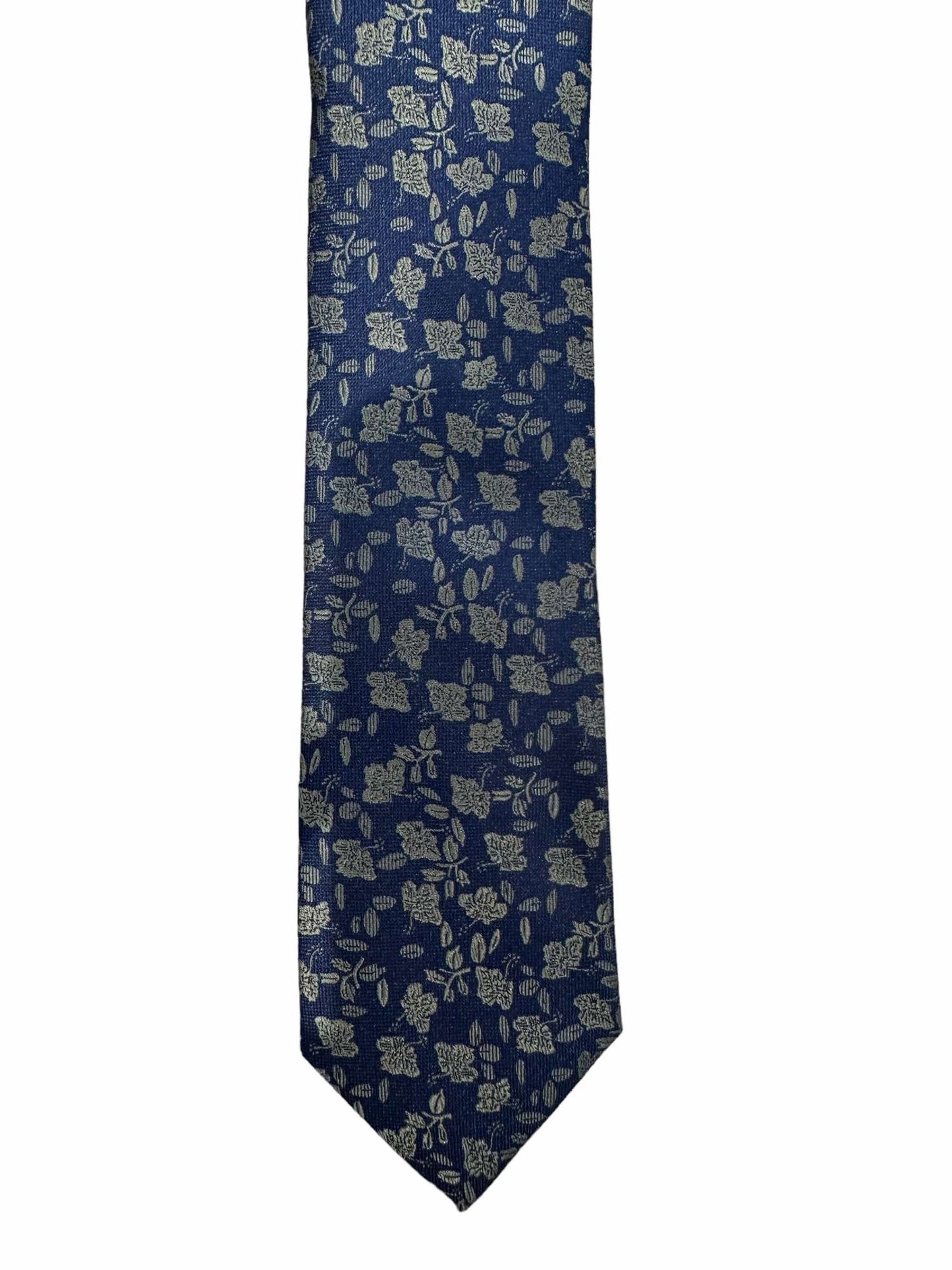 Navy Green Vine Tie