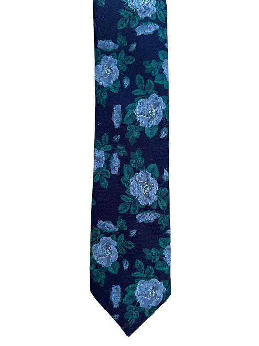 Green & Navy Rose Tie