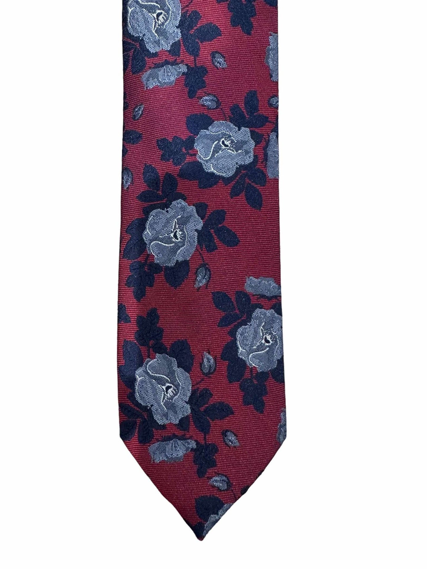 Burgundy & Navy Rose Tie