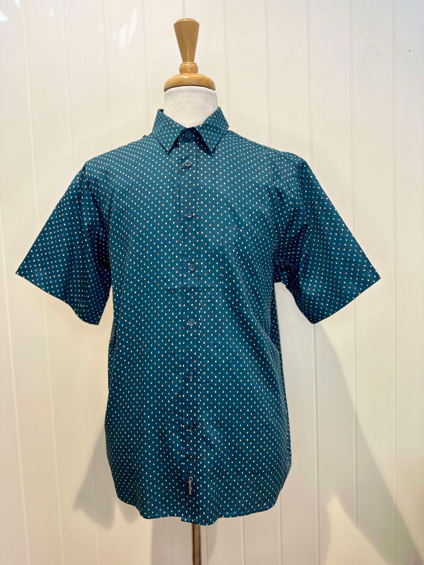 Teal Diamond Print Shirt