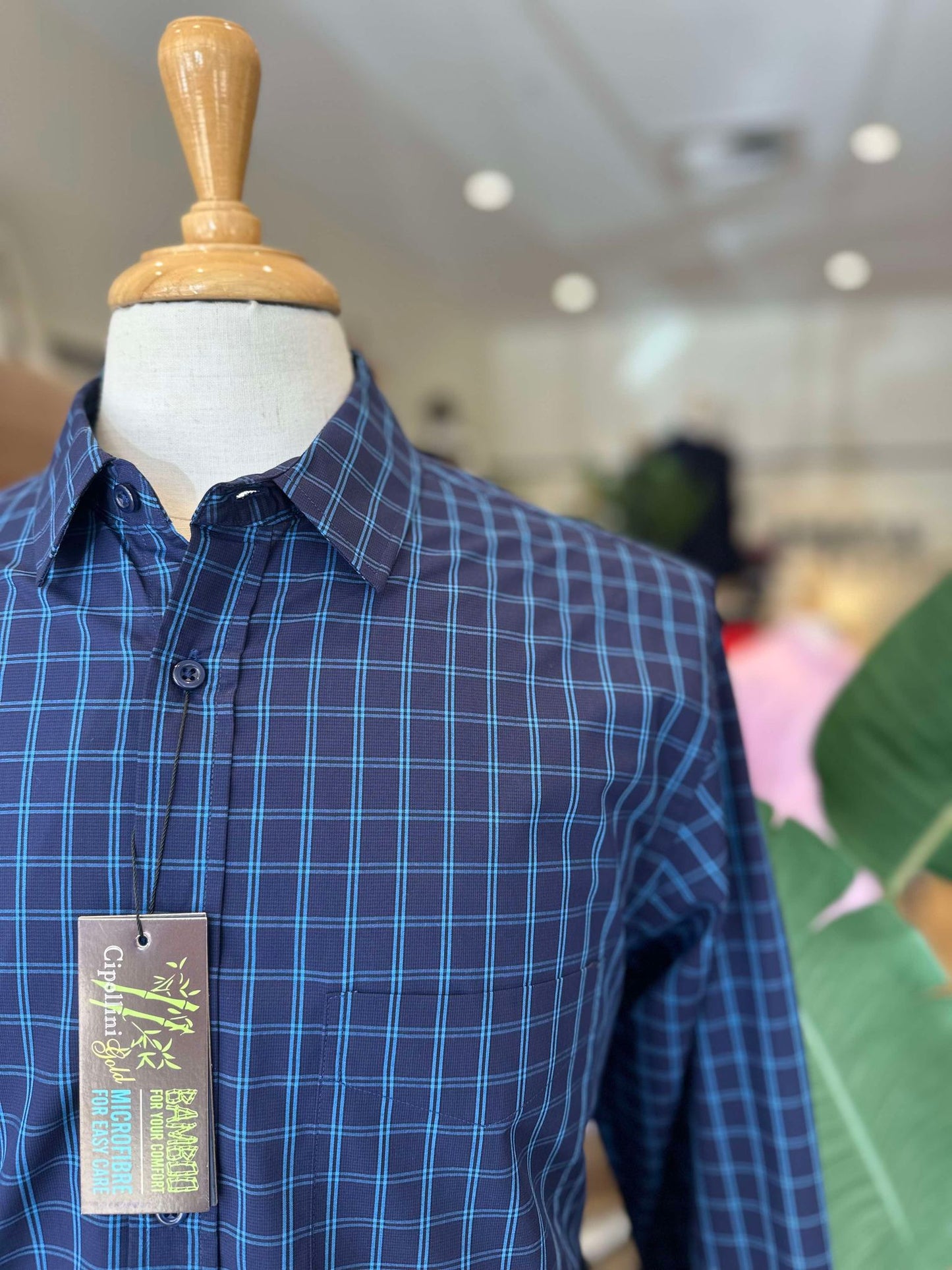 Blue Bamboo Check Shirt