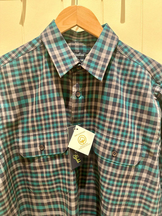 Teal and Grey Double Pocket Shirt