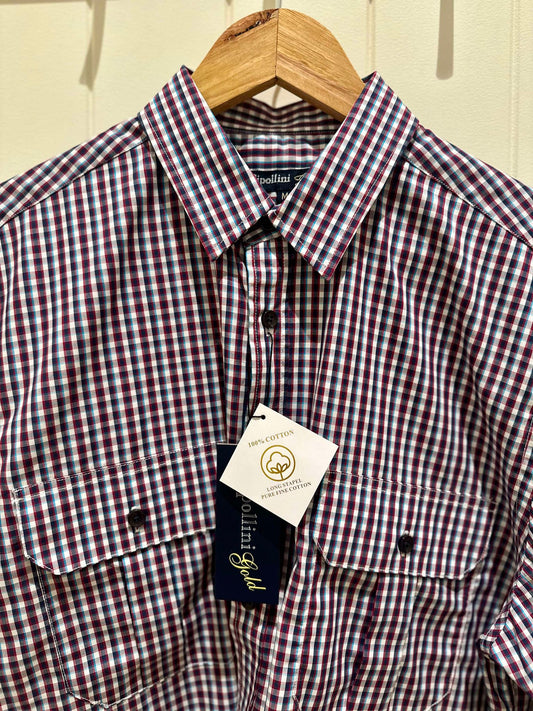 Red Blue Navy Double Pocket Shirt