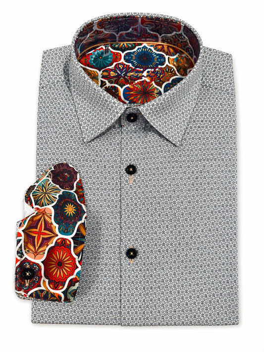 Grey Geometric Stretch Shirt