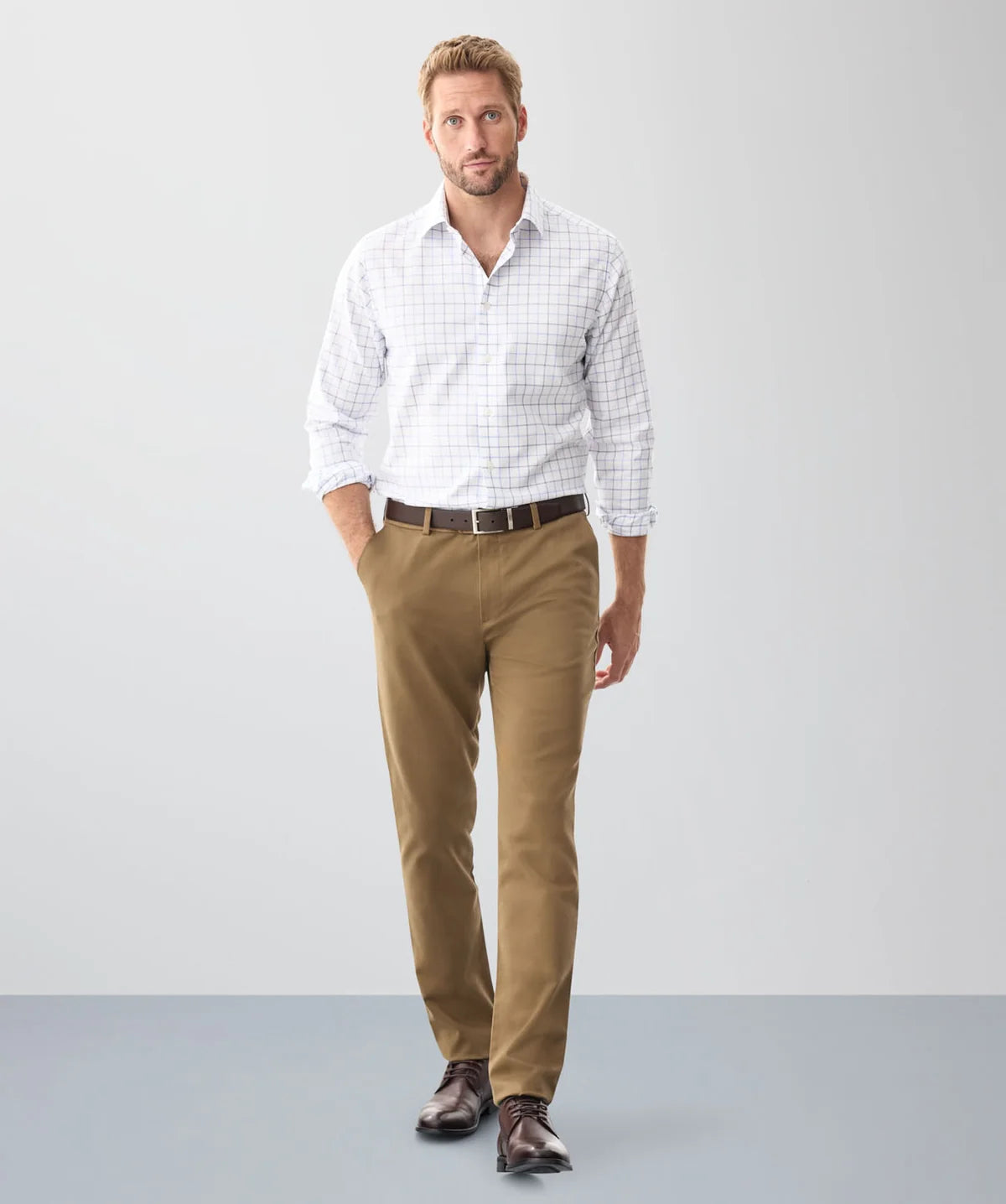 White Non Iron Twill Check