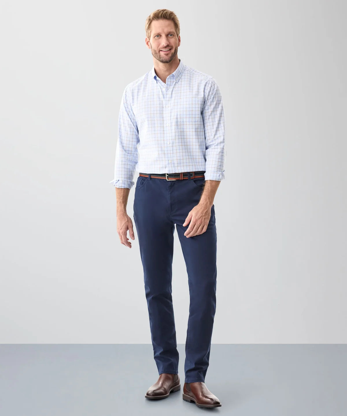 Sky Blue Easy Care Multi Check Shirt