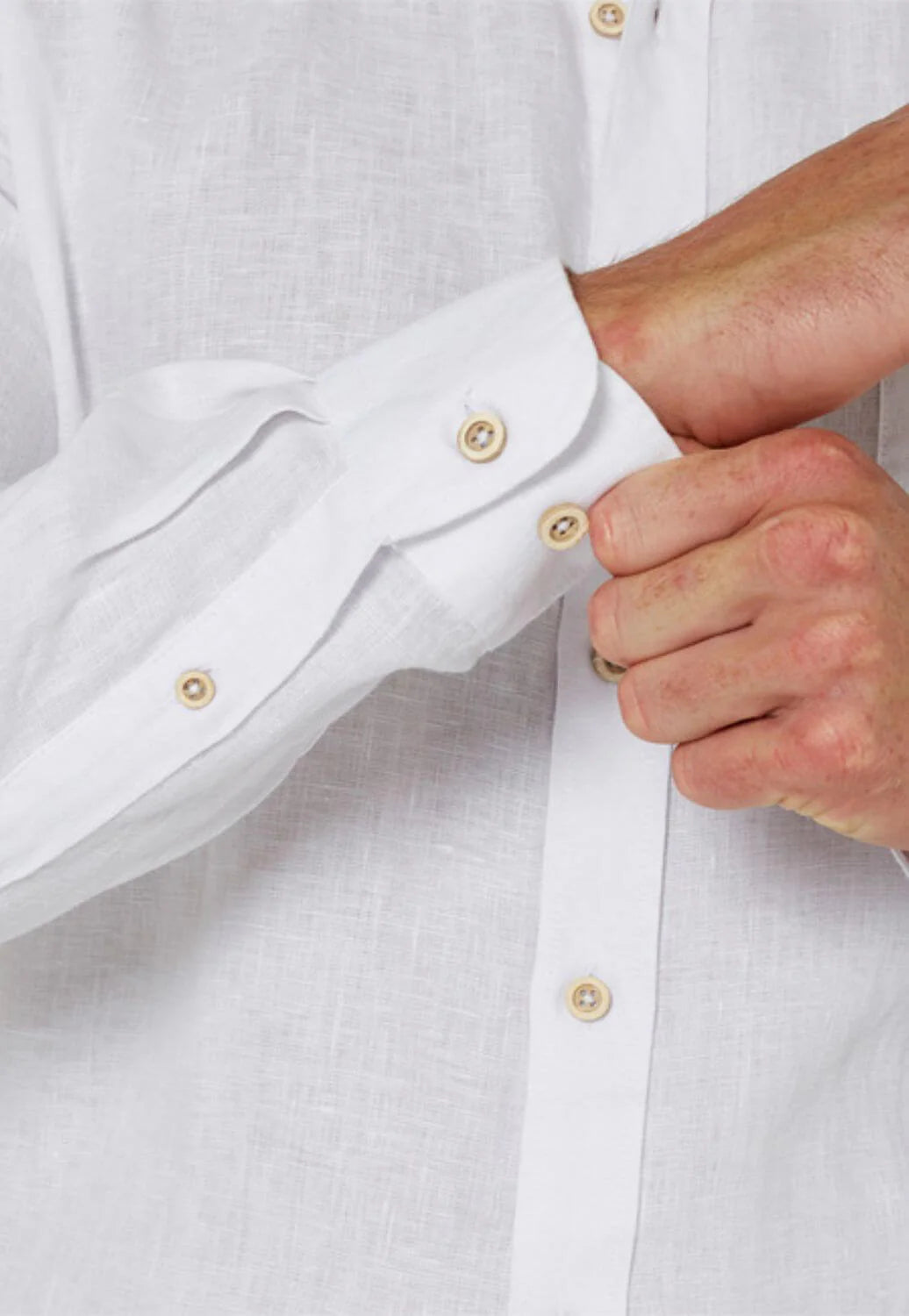 100% Linen White Long Sleeve Shirt