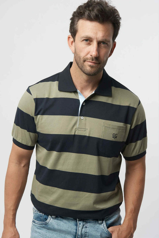 Navy Sage Cotton Polo