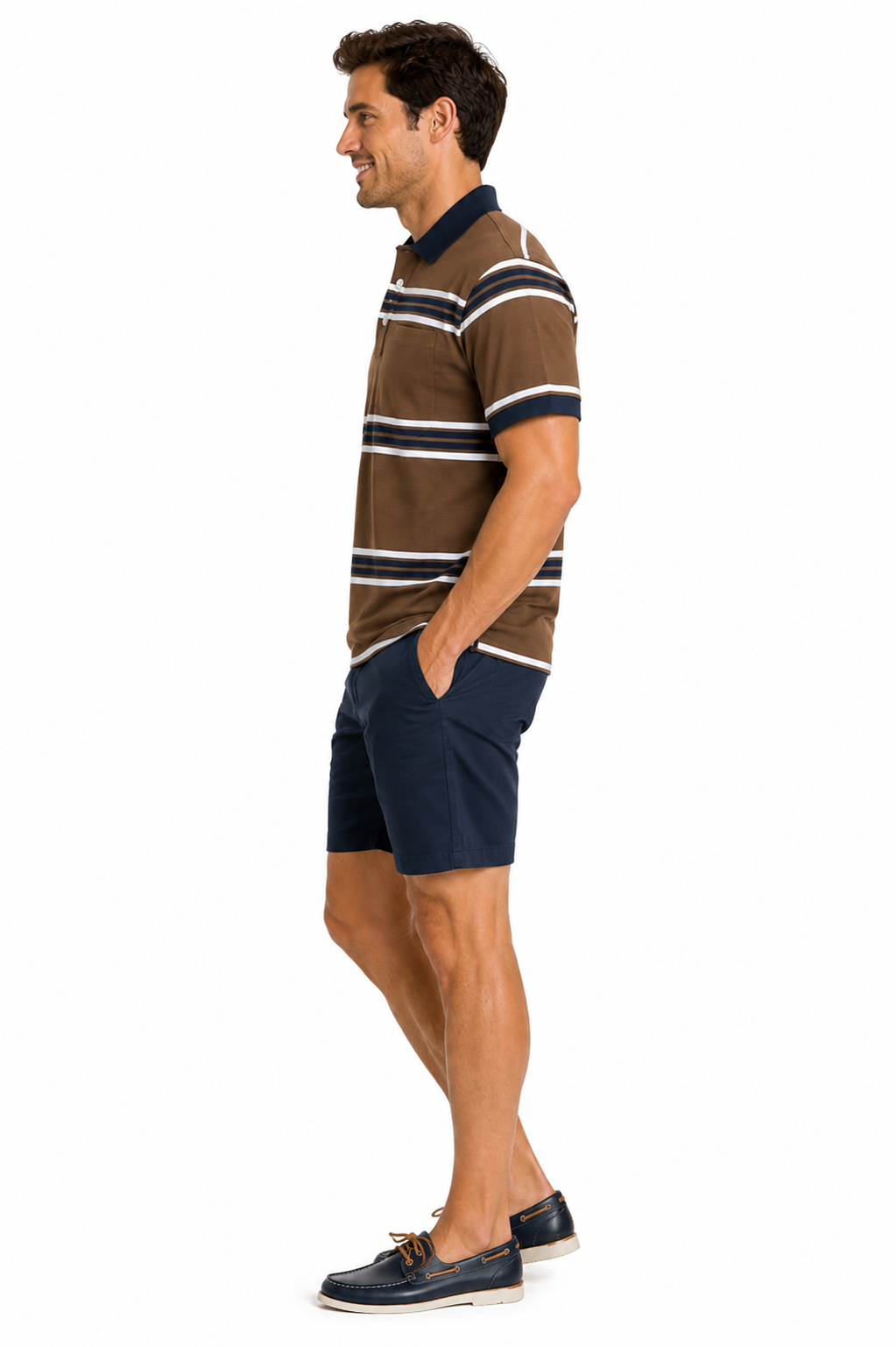 Navy & Brown Stripe Polo