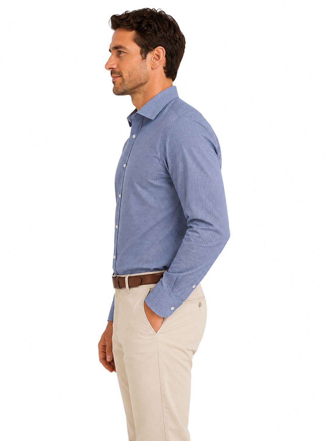 Denim Self Patterned Long Sleeve Shirt