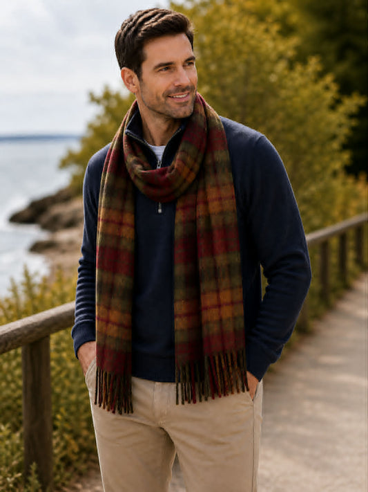 Scottish Tartan Lambs Wool Autumn Scarf