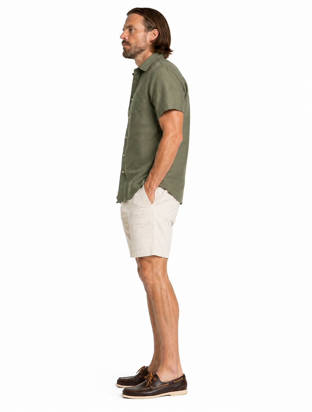 Khaki Short Sleeve Linen Shirt