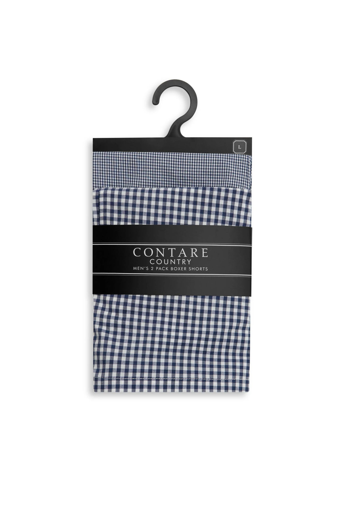 Navy Checks Cotton 2 Pack Boxer Shorts