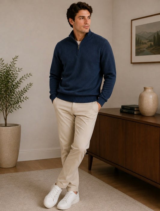 Teal Quarter Zip Sweater