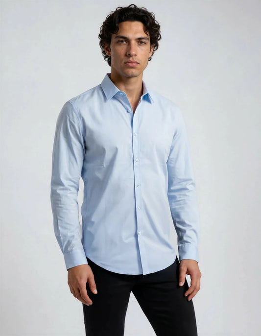 Sky Blue Cotton Long Sleeve Shirt