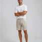 Sand Linen Elastic Waist Shorts