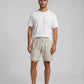 Sand Linen Elastic Waist Shorts
