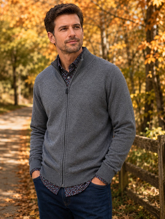 Charcoal Wool Blend Cardigan