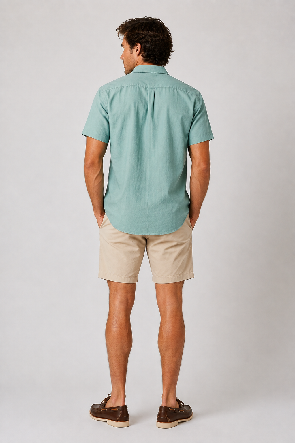 Teal Short Sleeve Linen Shirt