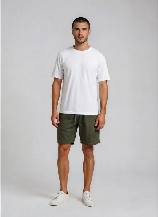 Khaki Linen Shorts