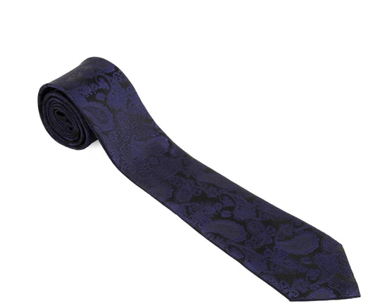 Navy Black Paisley Tie