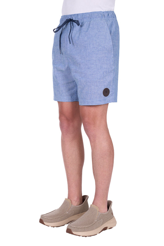 Chambray  Blue Linen Shorts