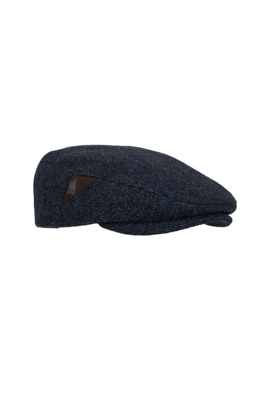Navy Tweed Wool Driving Cap