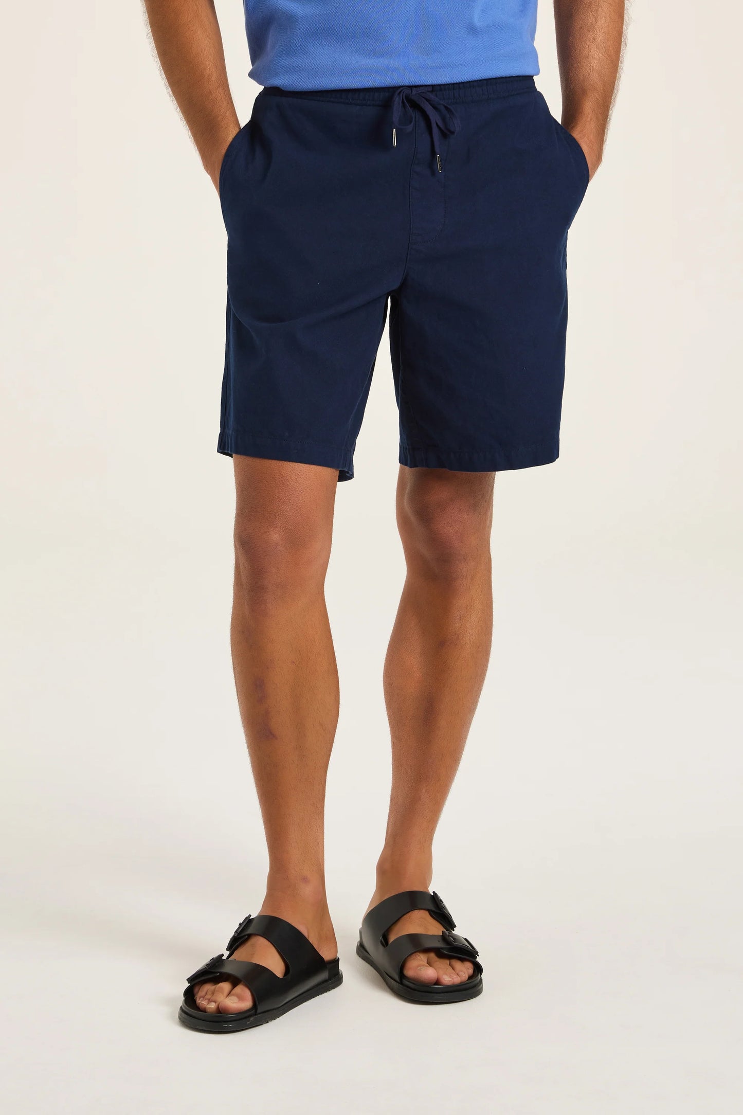 Navy Linen Shorts