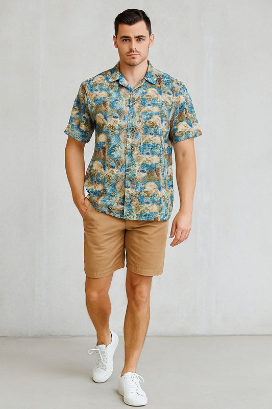 Khaki Multi Bamboo Linen Shirt