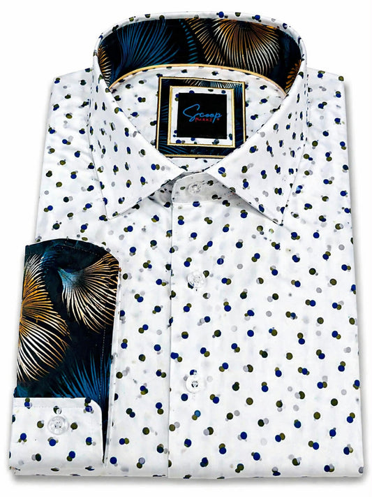 Cloud Olive & Navy Spot Long Sleeve Shirt