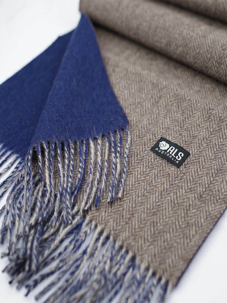 100% Lambswool Chocolate Hounds Tooth Scarf