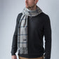 100% Lambswool Grey Navy Plaid Scarf