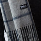 100% Lambswool Grey Navy Plaid Scarf