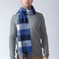 100% Lambswool Blue Plaid Scarf