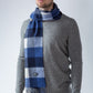 100% Lambswool Blue Plaid Scarf