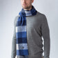 100% Lambswool Blue Plaid Scarf